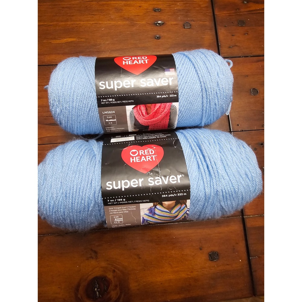 Red Heart Super Saver Light‎ Blue Acrylic Yarn 2 Skeins M5824 H8